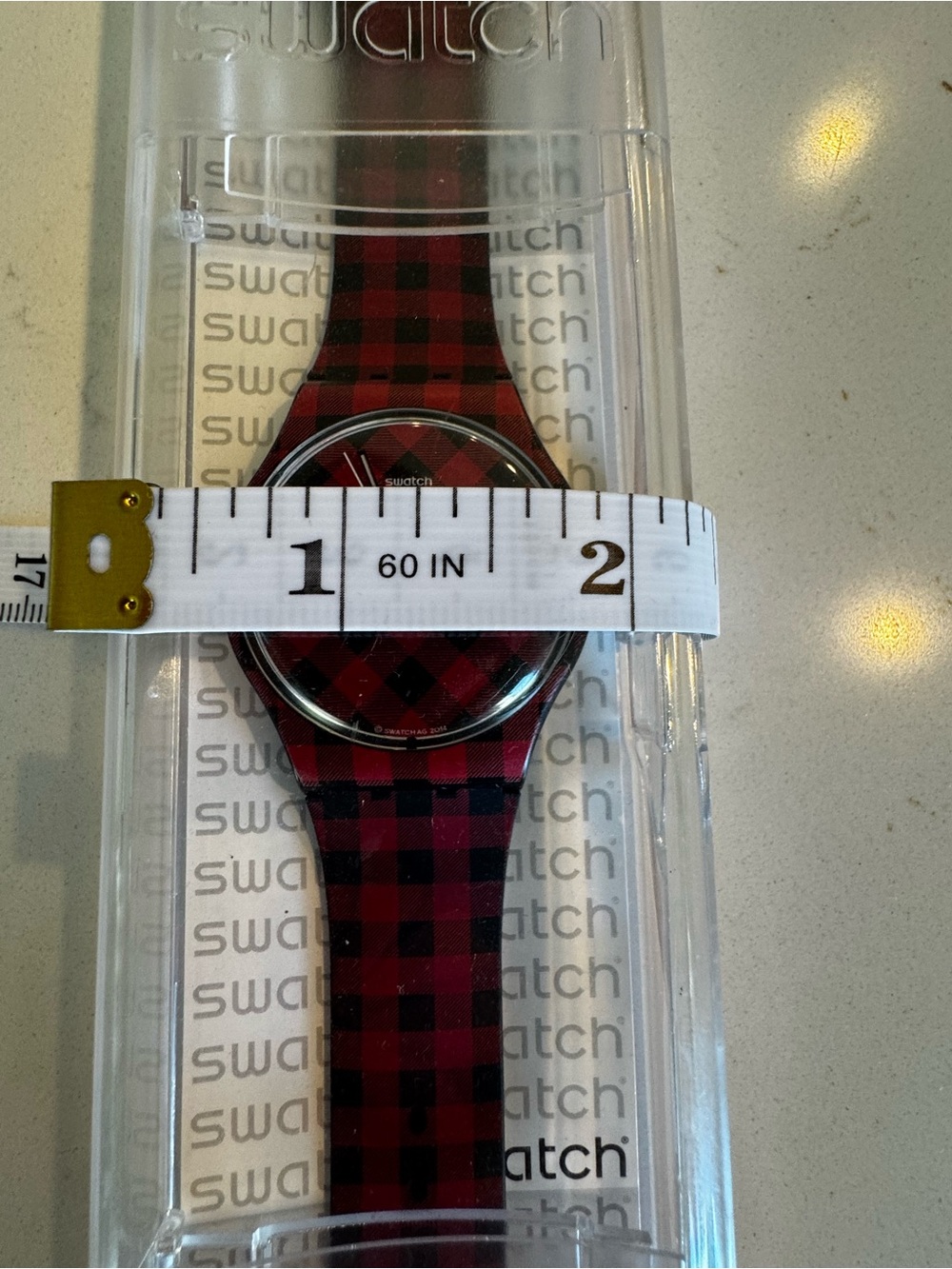 Swatch Adelboden Red and Black Plaid Watch - Picture 10 of 12